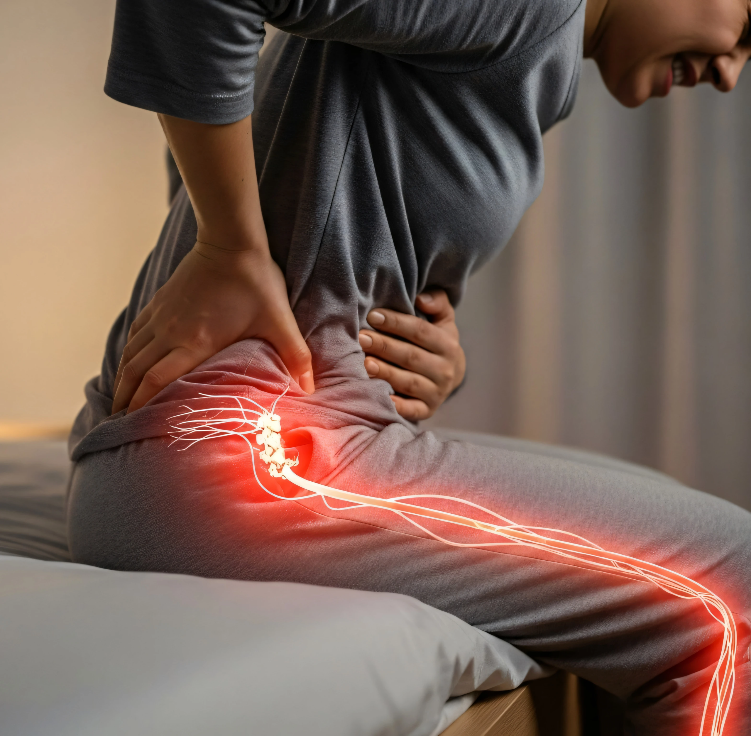 Patient experiencing sciatica leg pain from auto accident, receiving chiropractic care in Athens GA
